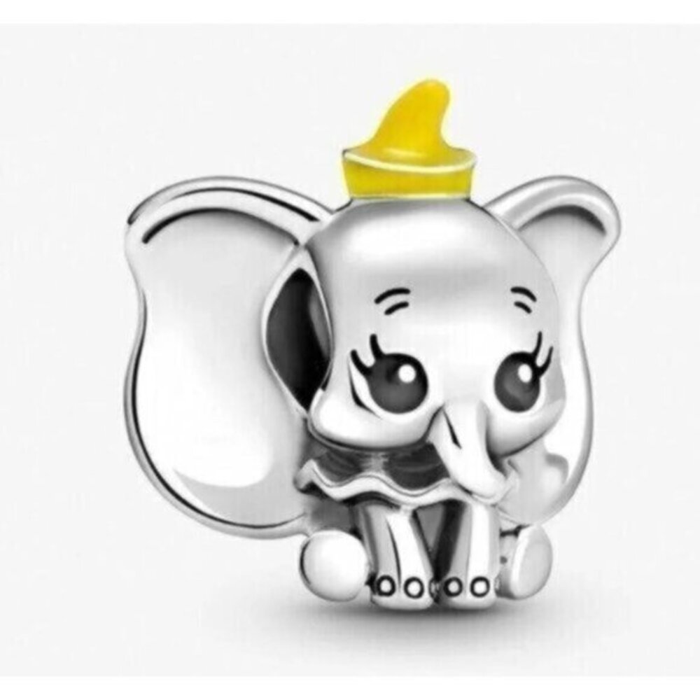 Pandora Silver Elephant Charm with Yellow Hat